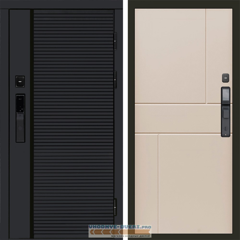 Дверь Termo Door  Smart (Смарт) Black Line Горизонт Слоновая кость
